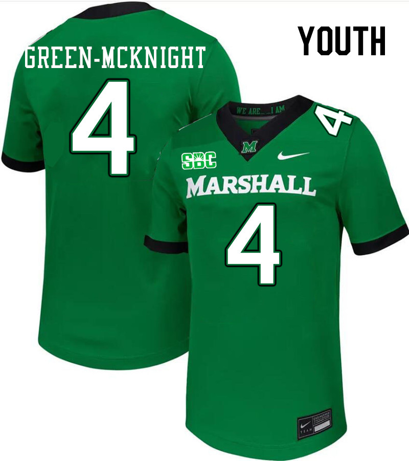 Youth #4 Jadarius Green-McKnight Marshall Thundering Herd SBC Conference College Football Jerseys St